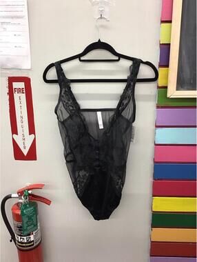 Auden womens sheer lace bodysuit XL black new from JCPenney